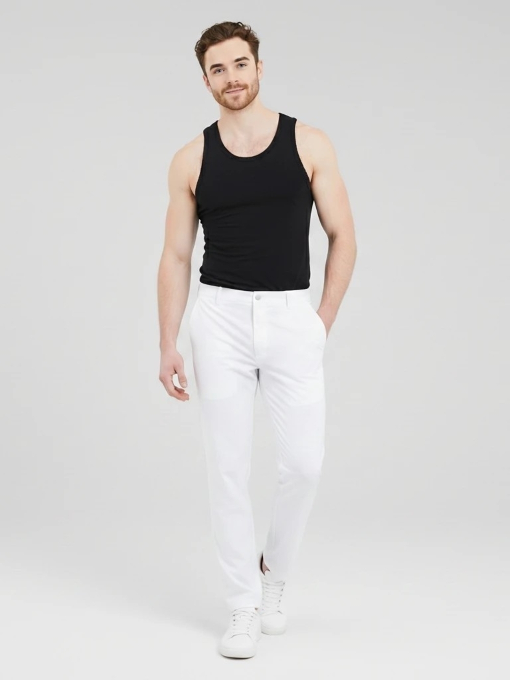 Men Puma 5 Pocket White Long Golf Pants Size 34/32. Style With Any Colour.